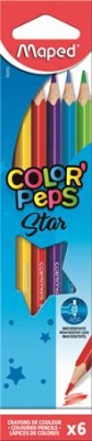 Színes ceruza készlet, háromszögletű, MAPED "Color`Peps Star", 6 különböző szín