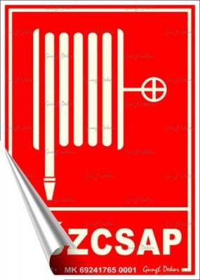 Információs matrica, 12,5x17,5 cm, fluoreszkáló, utánvilágítós, "Tűzcsap"