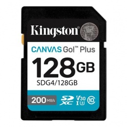 Memóriakártya, SDXC, 128GB, C10/UHS-I/U3/V30, Gen4,KINGSTON "Canvas Go! Plus"